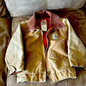 Carhartt Boys Canvas Flannel Quilt Lined Jacket size 4 regular
